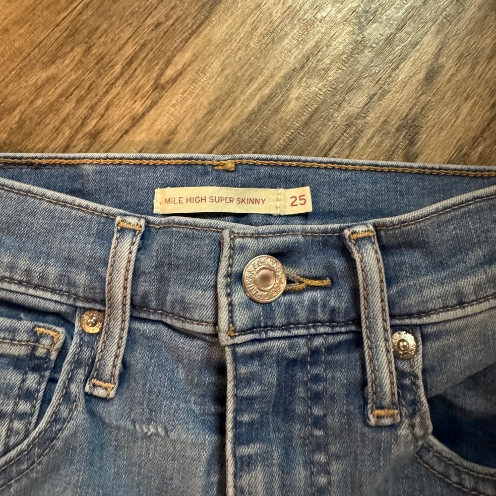 Levi's Classic Mile high super skinny Blue Jeans Sz 25 inseam 28 - Picture 3 of 5